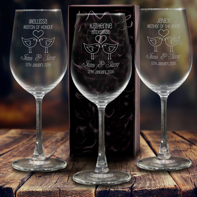 Engraved 350ml Wedding Wine Glasses 